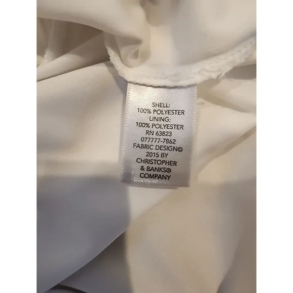 Women's Christopher & Banks Blouse L White Orange Plaid - Picture 3 of 4